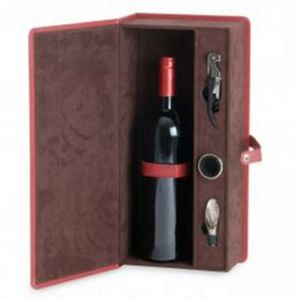 COFANETTO regalo in pelle con velluto all'interno e 3 elementi da vino