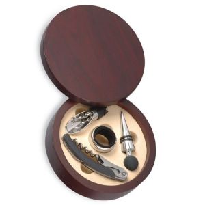OGGETTI da VINO Set confezione in Legno tondo 4 elementi